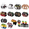 African wooden geometric earrings manufacturer wholesale Amazon hot sale, trendy, personalized, ethnic style, customizable details Picture